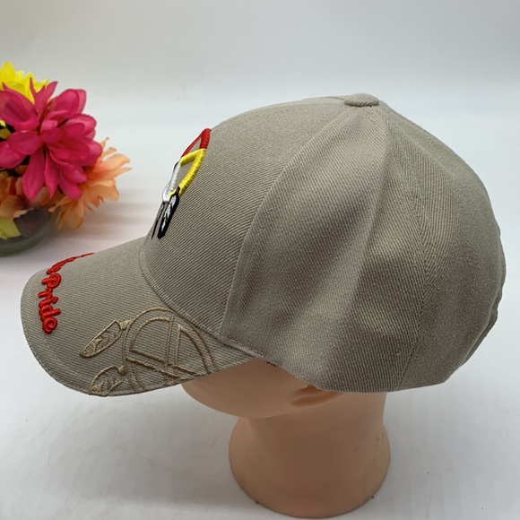 Native Pride Tan Red White Dreamcatcher Pattern Baseball Hat Adjustable HT3963 - Picture 4 of 6